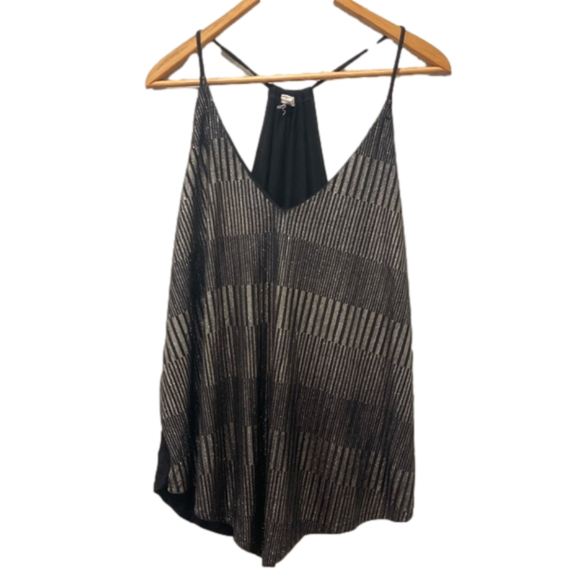 paper planes Tops - Paper Planes Metallic Gold and Black Women’s 3X Spaghetti Strap Blouse